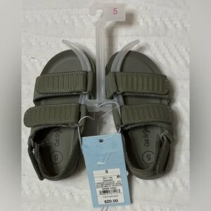 Cat & Jack Toddler Size 5 Green Sandals with Velcro Straps